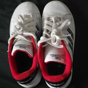 Adidas Kids White Sneakers with Red Trim